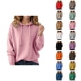 thumbnail image 1 of Women's Sweater Hoodie 2026 Fall Winter Casual Knit Solid Color Hooded Sweatshirt Pullover Top, 1 of 4