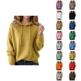 thumbnail image 1 of Women's Sweater Hoodie 2026 Fashion Long Sleeve Knit Solid Color Hooded Sweatshirt Pullover Top, 1 of 4