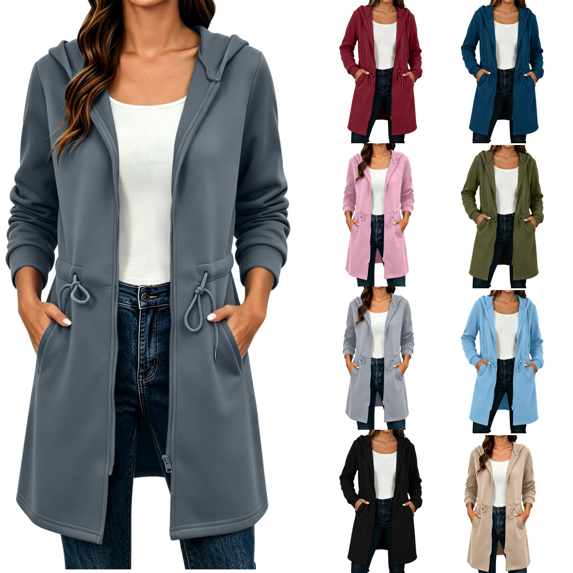 Women's Sweater Long Sleeve Hooded Fleece Lined Zipper Cardigan for Cold Home Lounge