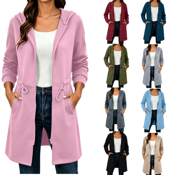 Women's Sweater Long Sleeve Hooded Fleece Lined Zipper Cardigan for Cold Home Lounge