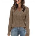 thumbnail image 1 of Women's Sweater Long Sleeve Shirt V Neck Button Top Autumn Fashion Winter Clothing, 1 of 9