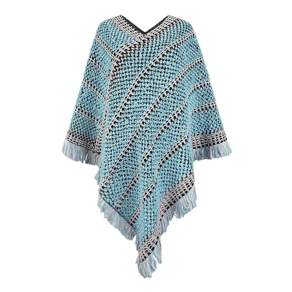 Women's Sweater - Long Sleeve Warm Knit Wrap Shawl with V-Neck, Asymmetric Hem for Casual Winter Wear, Travel, Christmas, Plus Size Lagenlook Pullover