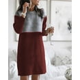 thumbnail image 1 of Women's Sweater New Patchwork Skirt Loose Plus Size Crew Neck Long-Sleeve Dress, 1 of 1