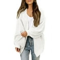 thumbnail image 1 of Women's Sweater Oversize Long Sleeve V Neck Loose Casual Knitted Open Front Cardigan Trendy Clothes 2025, 1 of 9