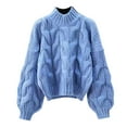 thumbnail image 1 of Women's Sweater Oversize Loose Casual Cable Knitted Long Sleeve Crewneck Cropped Trendy Clothes 2025, 1 of 2