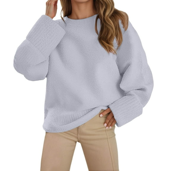 Women's Sweater Oversize Loose Casual Knitted Long Sleeve Crew Neck Cozy Sweaters