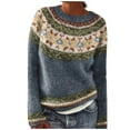 thumbnail image 1 of Women's Sweater Oversize Vintage Floral Stripe Color Block Knitted Long Sleeve Crew Neck Fall Clothes Outfits, 1 of 2