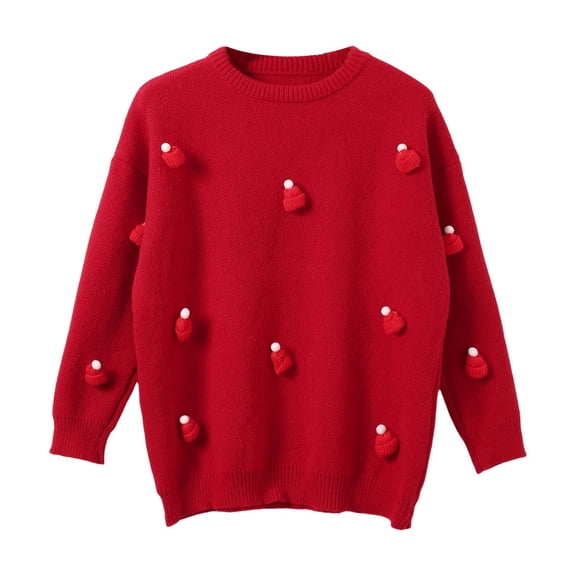 Women's Sweater Red Hat Christmas Knitted Long Sleeve Festival Party Fall Sweaters