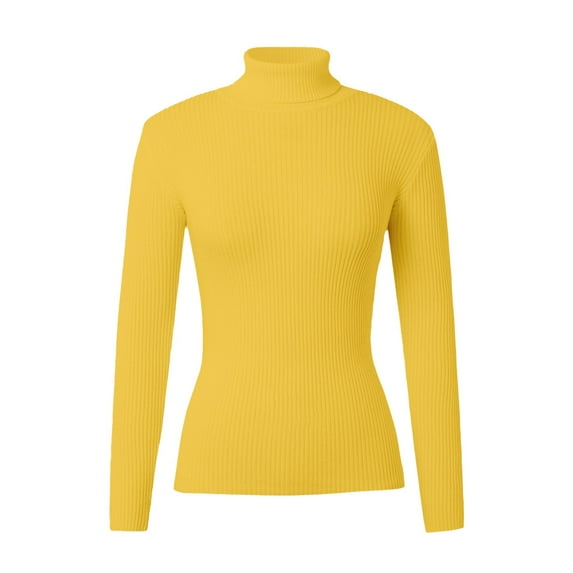 Women's Sweater Ribbed Knitted Long Sleeve Shirts Solid Turtleneck Slim Fit Fall Sweaters