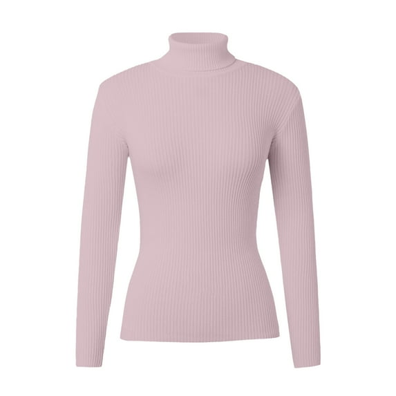 Women's Sweater Ribbed Knitted Long Sleeve Shirts Solid Turtleneck Slim Fit Fall Winter Clothes
