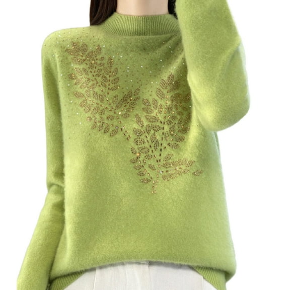 Women's Sweater Sequins Wool Knit Long Sleeve Turtleneck Knitted Bottoming Shirt Pullover Tops