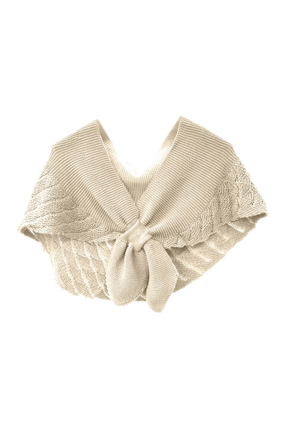 Women's Sweater Shawl Wraps Sleeves Knitted Collar Sweater Scarf Top Casual Lightweight Shoulder Cape Accessories Beige One Size