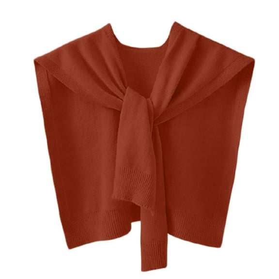 Women's Sweater Shawl Wraps Sleeves Knitted Collar Sweater Scarf Top Casual Lightweight Shoulder Cape Accessories Light Brown One Size