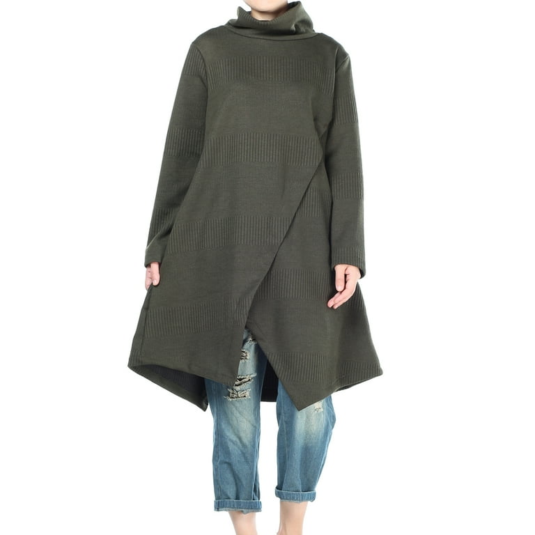 Women's Sweater Tunic Dress Cowl Neck Pullovers Long Sleeve