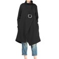 thumbnail image 1 of Women's Sweater Tunic Dress Cowl Neck Pullovers Long Sleeve Asymmetry Hem Tops Black XL, 1 of 2