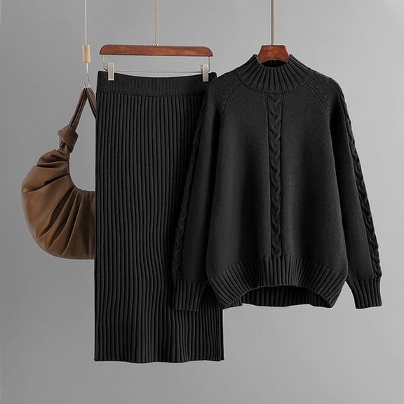 Women's Sweater Two Piece Knitted Collar Autumn And Winter Loose Women Lazy Fashion Suit Winter Dress Women Formal High Waist Bikini Bottoms for Women Winter Dress plus Womens Formal Gowns And Evening