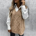 thumbnail image 1 of Women's Sweater Vest 2023 Fall Fashion Oversized Cable Knit V Neck Pullover Sweater Casual Sleeveless Loose Jumper Tank Tops, 1 of 7