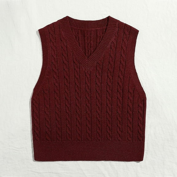 Women's Sweater Vest Casual V-Neck Pullover Shirt Collision Color Sleeveless Sweater Vest Aesthetic Clothes TBKOMH