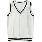 Women's Sweater Vest Casual V-Neck Pullover Shirt Collision Color Sleeveless Sweater Vest TBKOMH