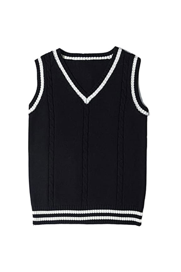Women's Aesthetic Clothes Casual V-Neck Pullover Shirt Collision Color Sleeveless Sweater Vest Vests TBKOMH