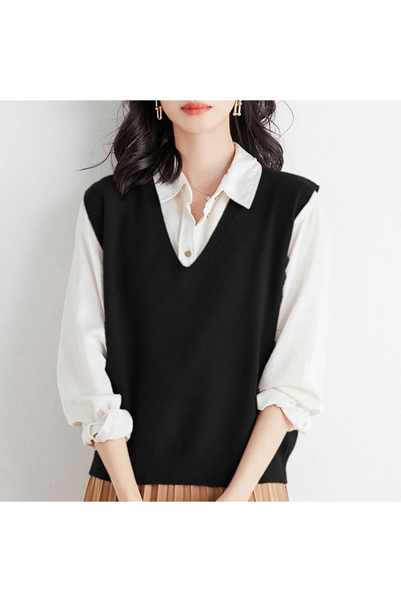 Women's Sweater Vest Casual V Neck Sleeveless Oversized Ribbed Knit Pullover Tank Tops Little Shop of Sweatshirt Womens Petite Sweaters Stretch Sweat Pirouette Sweatshirt Sweatshirt Quarter Zip Men's