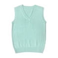 thumbnail image 1 of Women's Sweater Vest Classic V Neck Pullover Knitwear Uniform Tops School Sleeveless Knitted Sweaters Mint Green, M, 1 of 3