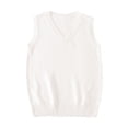 thumbnail image 1 of Women's Sweater Vest Classic V Neck Pullover Knitwear Uniform Tops School Sleeveless Knitted Sweaters White, M, 1 of 3