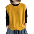 thumbnail image 1 of Women's Sweater Vest Crew Neck Pullover Tank Tops Light Weight Sleeveless Casual Loose Knitted Vest Yellow, Free Size, 1 of 4