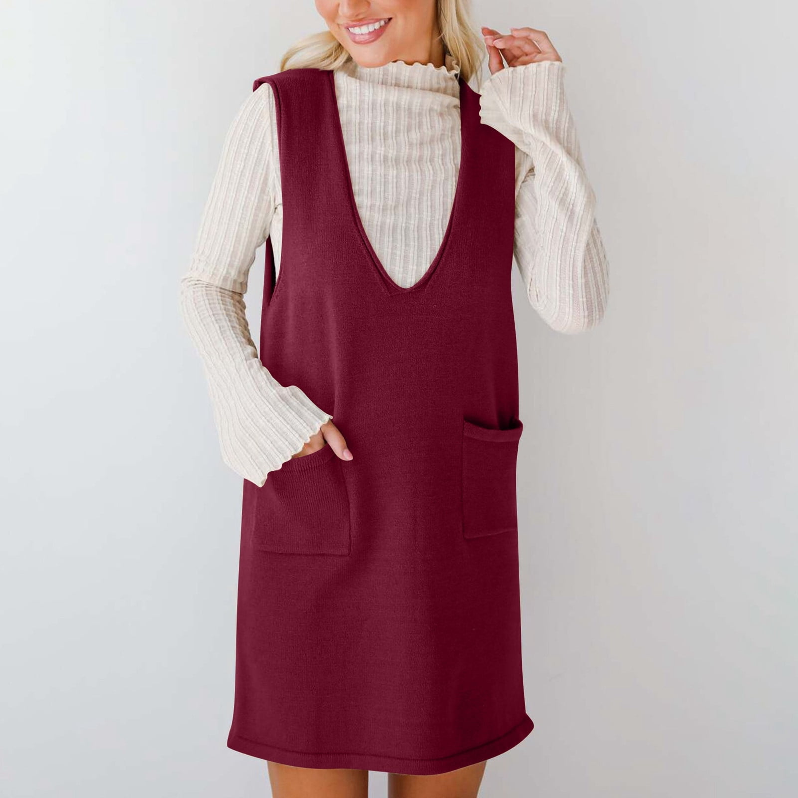 Women's Sweater Vest Dress V Neck Sleeveless Knit Pullover Pinafore Mini Dress With Pockets Women's Midi Dress Linen Midi Dress Fitted Summer Dress for Women Long Casual Dresses for Women Skater Dress - Women's Sweater Vest Dress V Neck Sleeveless Knit Pullover Pinafore Mini Dress With Pockets Women's Midi Dress Linen Midi Dress Fitted Summer Dress for Women Long Casual Dresses for Women Skater Dress -