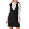 thumbnail image 1 of Women’s Sweater Vest Dress V Neck Sleeveless Knit Pullover Pinafore Mini Dress With Pockets, 1 of 2