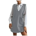 thumbnail image 1 of Women's Sweater Vest Ladies' Solid Color Sleeveless Long Double Vest Vest Skirt, 1 of 5