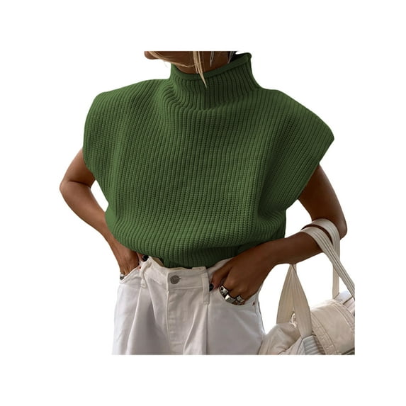 Women's Sweater Vest Ribbed Knitted Top Solid Color Sleeveless V-Neck Tank Pullover Streetwear Fall Clothes