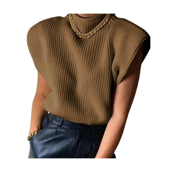 Women's Sweater Vest Ribbed Knitted Top Solid Color Sleeveless V-Neck Tank Pullover Streetwear Fall Clothes
