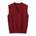 thumbnail image 1 of Women’s Sweater Vest V Neck JK Uniform Kint Vests Solid Classic Sleeveless Pullover Sweaters Tops, 1 of 7