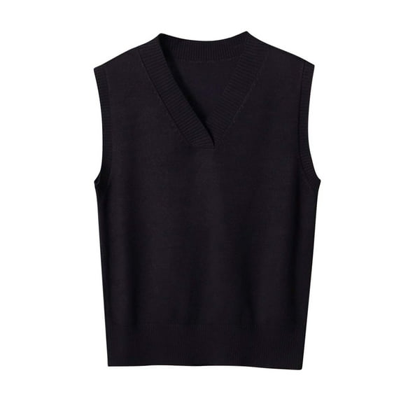 Women’s Sweater Vest V Neck JK Uniform Kint Vests Solid Classic Sleeveless Pullover Sweaters Tops