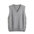 thumbnail image 1 of Women's Sweater Vest V Neck Sleeveless Pullover Knit Casual Solid Ribbed Sweaters Tops Fashion Basic Winter Clothing Outfits Fall Clothes, 1 of 7