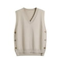thumbnail image 1 of Women's Sweater Vest V Neck Sleeveless Pullover Knit Casual Solid Ribbed Sweaters Tops Fashion Basic Winter Clothing Outfits Fall Clothes, 1 of 9