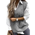 thumbnail image 1 of Cogild Women's Cable Knit Sweater Vests, V-Neck Sleeveless Pullover Sweater, 1 of 4