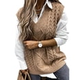 thumbnail image 1 of Cogild Women's Cable Knit Sweater Vests, V-Neck Sleeveless Pullover Sweater, 1 of 6