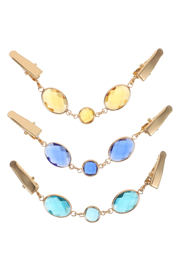 Women's Sweaters 3 PC Cardigan Clip Shirt Scarf Clips for Scarves Glass Crystal Jacket Miss