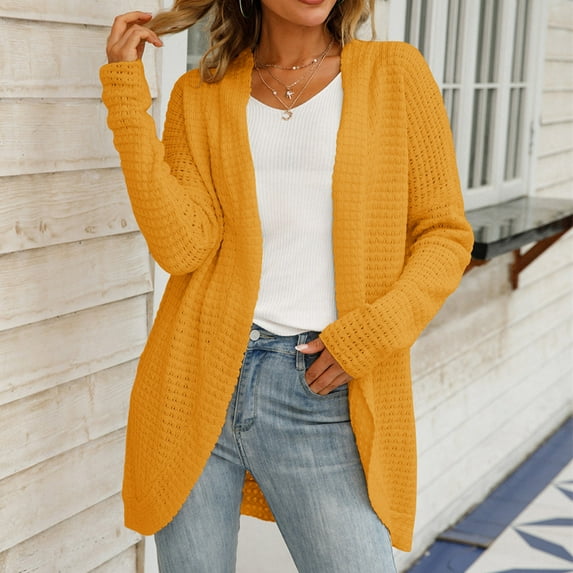 Women's Sweaters And Cardigans Pink Summer Long Sleeved V-neck Solid Color Knitted Cardigan Sweater Jacket