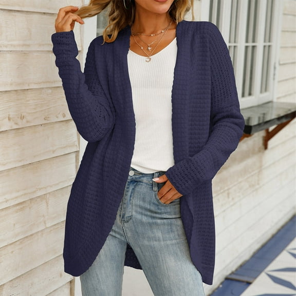 Women's Sweaters And Cardigans Pink Summer Long Sleeved V-neck Solid Color Knitted Cardigan Sweater Jacket