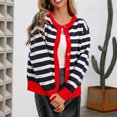 thumbnail image 1 of Women's Sweaters And Cardigans Summer Lightweight With Pockets Striped Round Neck Hollow Sweater Knitted Base Sweater Outerwear Sweater Jacket, 1 of 7