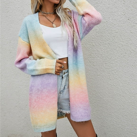 Women's Sweaters And Cardigans With Pockets Colorful Elegant Long Knitted Shirt Loose Sweater Cardigan Jacket Sweater Jacket