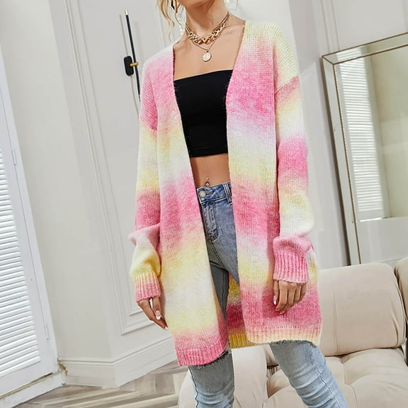 Women's Sweaters And Cardigans With Pockets Colorful Elegant Long Knitted Shirt Loose Sweater Cardigan Jacket Sweater Jacket