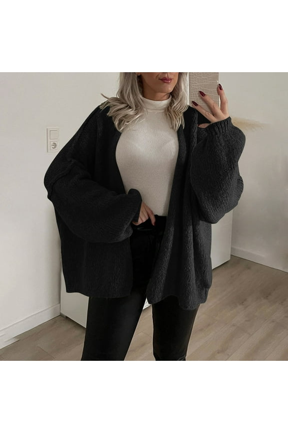 Women's Sweaters And Cardigans in Store Knitted Pocket Solid Color Cardigan Jacket Sweater Jacket