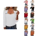 thumbnail image 1 of Women's Sweaters Casual Knit Cardigan Lightweight Boho Vacation Spring Outfit Knit Pullover Sweater Winter Autumn Square Neck Button Down Top Soft Stretch Casual Blouse Tunic Long Sleeve Shirt, 1 of 8