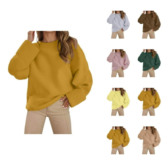 Women's Sweaters Casual Knit Cardigan Lightweight Boho Vacation Spring Outfit Oversized Pullover Sweater Winter Top Soft Comfortable Loose Fit Round Neck Long Sleeve Streetwear Tunic