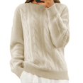 thumbnail image 1 of Women's Sweaters Classic Crewneck Long Sleeve Solid Knit Pullover Sweaters Top Fall Sweater Beige L, 1 of 3
