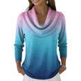 thumbnail image 1 of Women's Sweaters Cowl Neck Ribbed Cuffs Long Sleeve Womens Blouses Soft Knit Gradient Color Womens Tops Casual, 1 of 4
